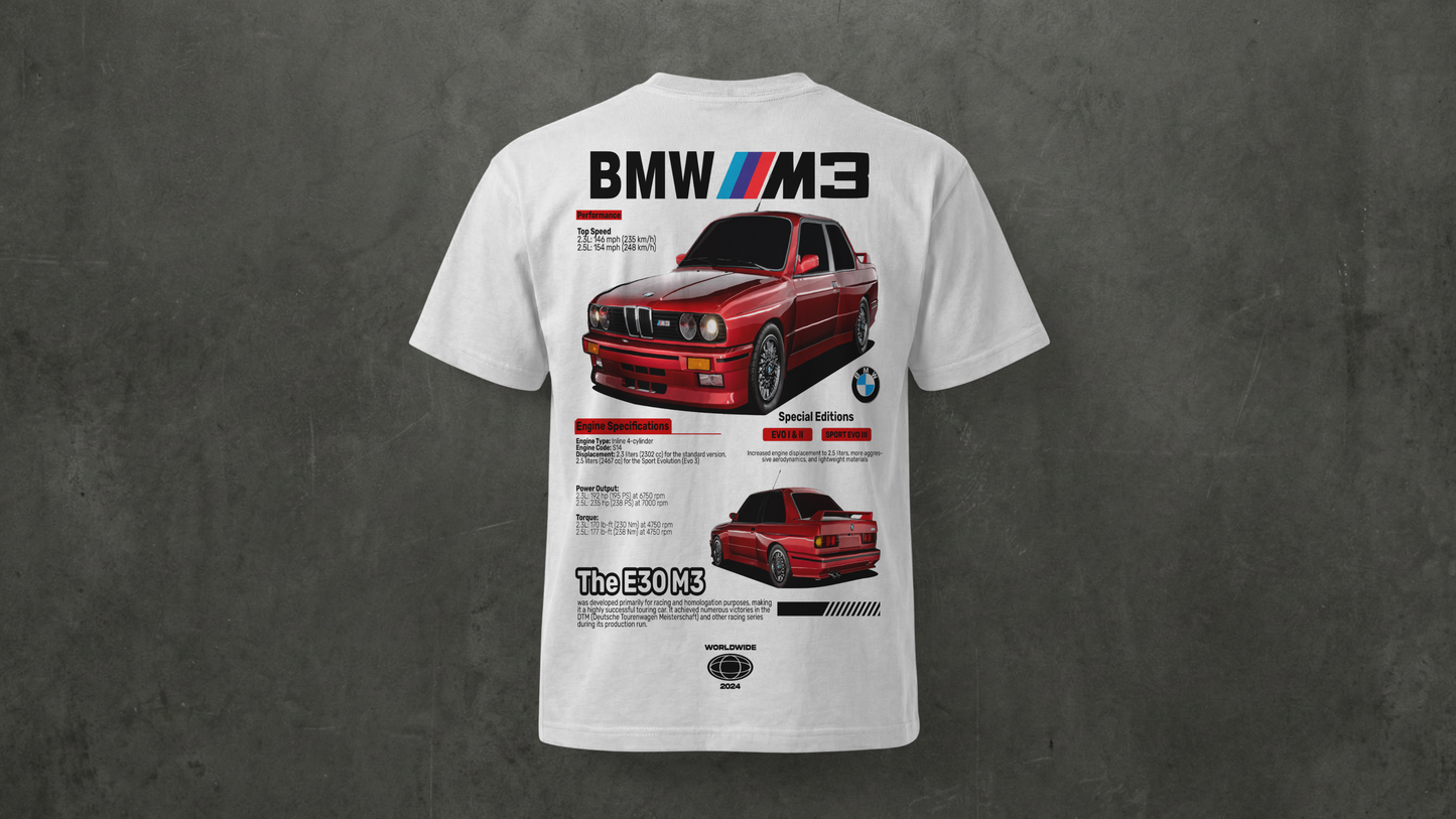 Camiseta BMW E30 M3 – Un icono clásico del automovilismo