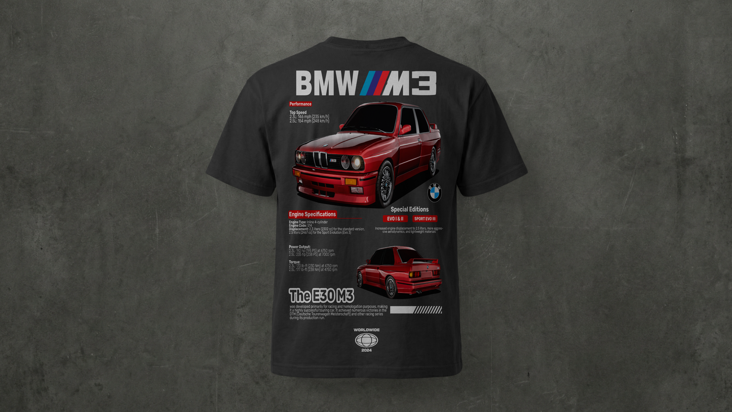 Camiseta BMW E30 M3 – Un icono clásico del automovilismo