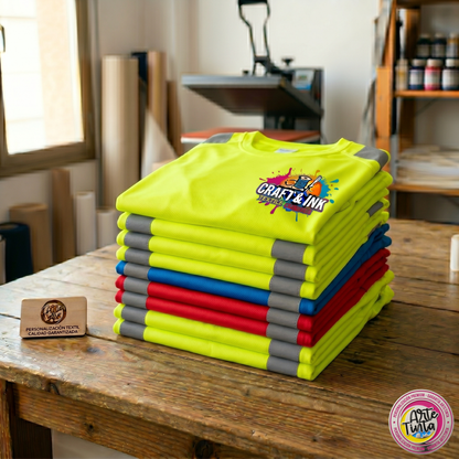 Pack 10 Camisetas de Alta Visibilidad Personalizadas - Logo en DTF