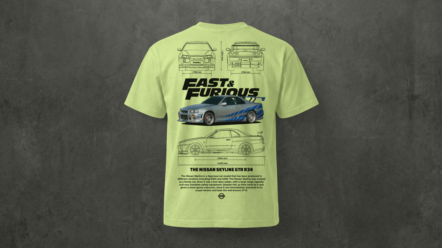 Camiseta de manga corta-Nissan Skyline R34 (Fast & Furious)