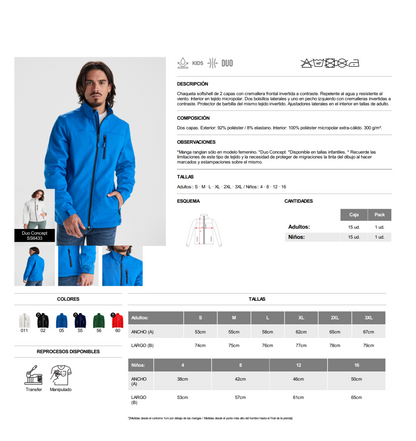 Pack 10 Chaquetas Softshell si capucha Personalizados - Uniformidad Premium DTF